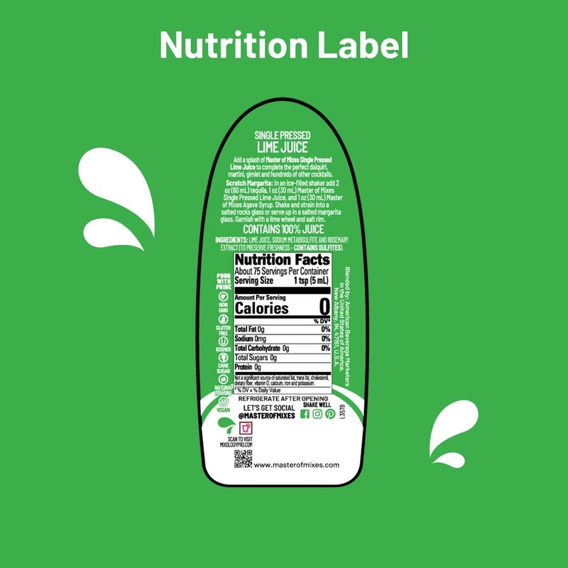 Master of Mixes Single Pressed Lime Juice - 375 ML - Image 2